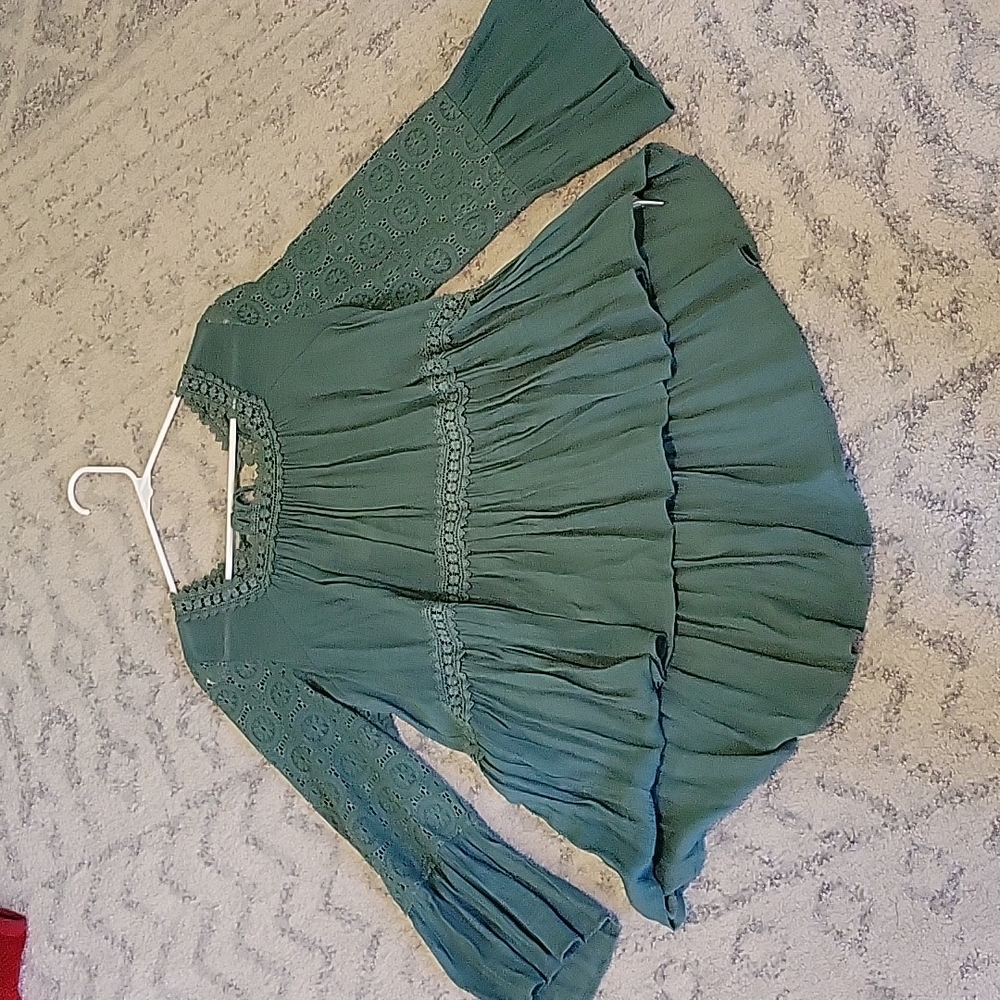 Boho Green Blouse